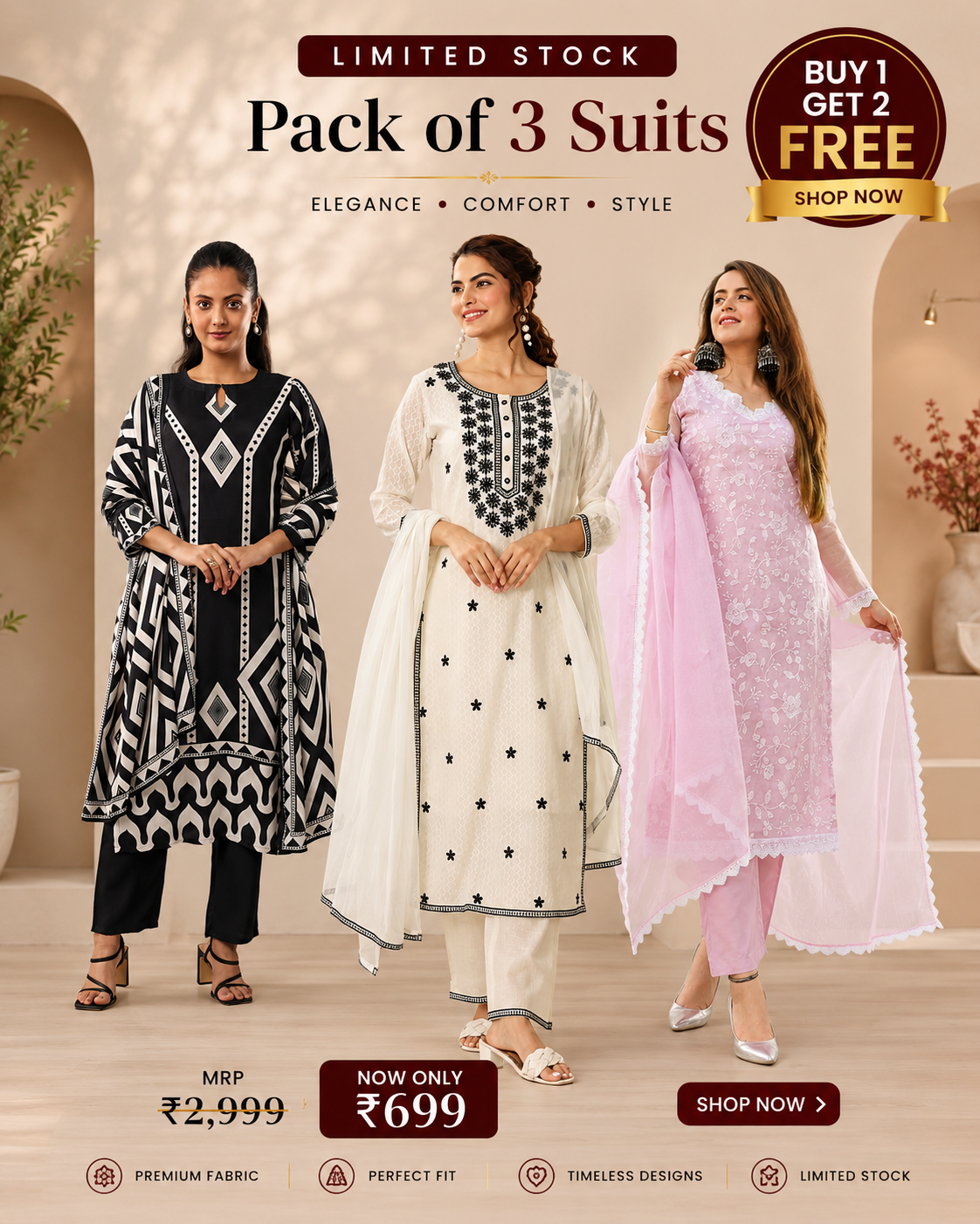 Women's Soft Fabric Traditional Kurta Set