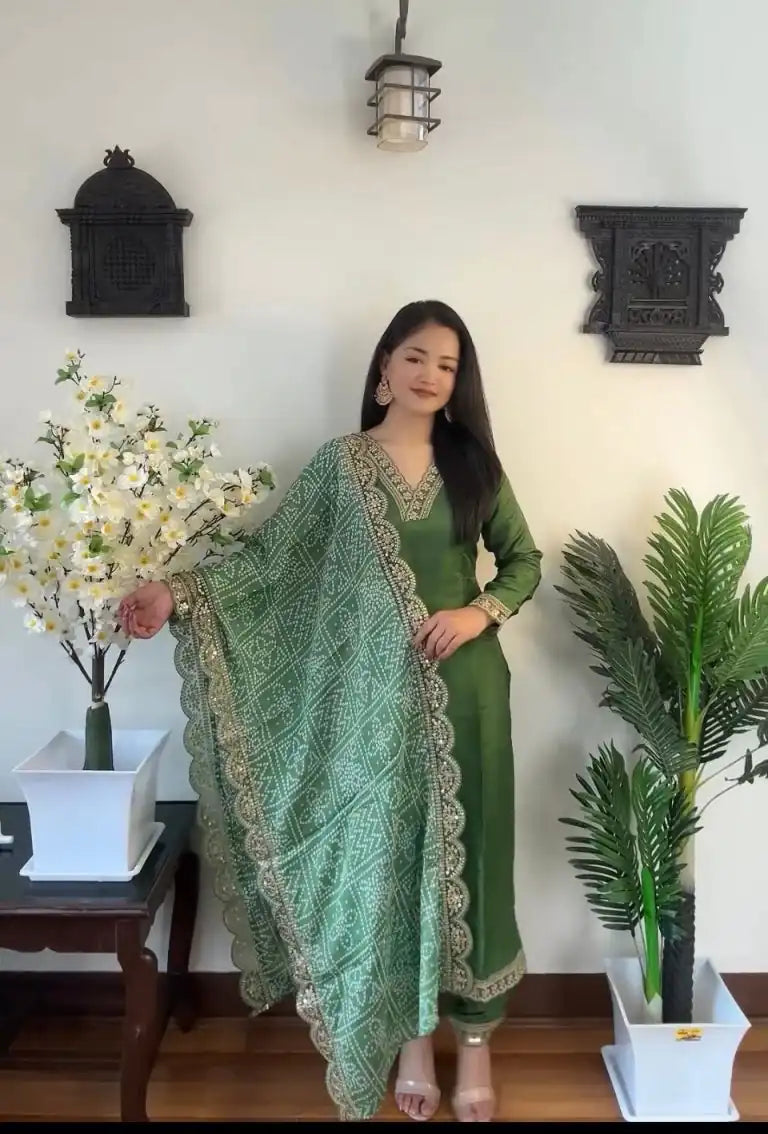 Elegant Cotton Blend 3 Piece Kurta Set with Designer Dupatta