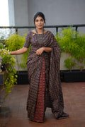 Admirable 1 Minute Ready To Wear Navy Blue Mul Cotton Digital Printed Saree With Pocket