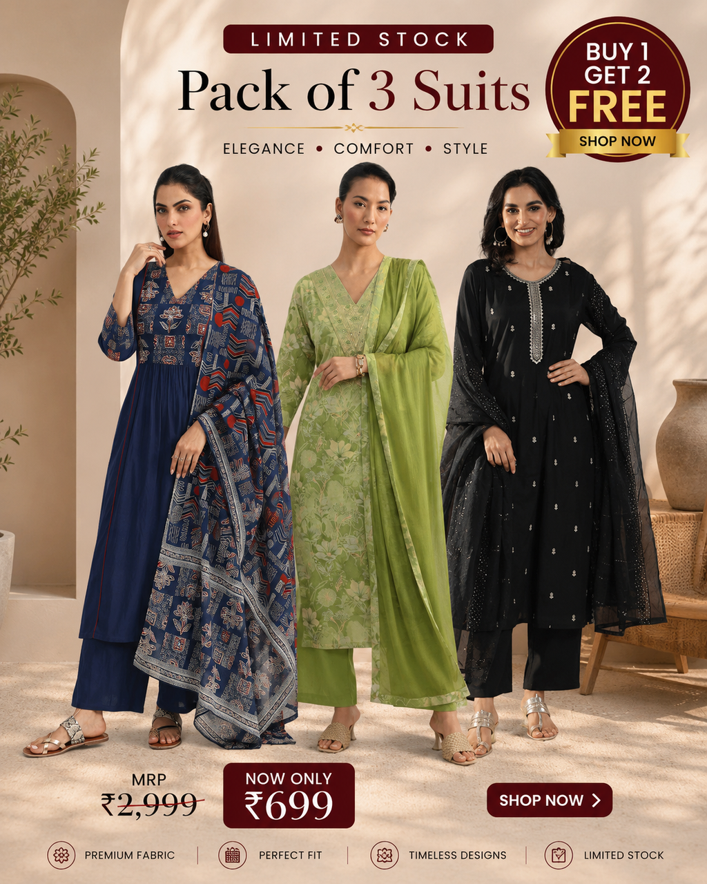 Women's Soft Fabric Traditional Kurta Set